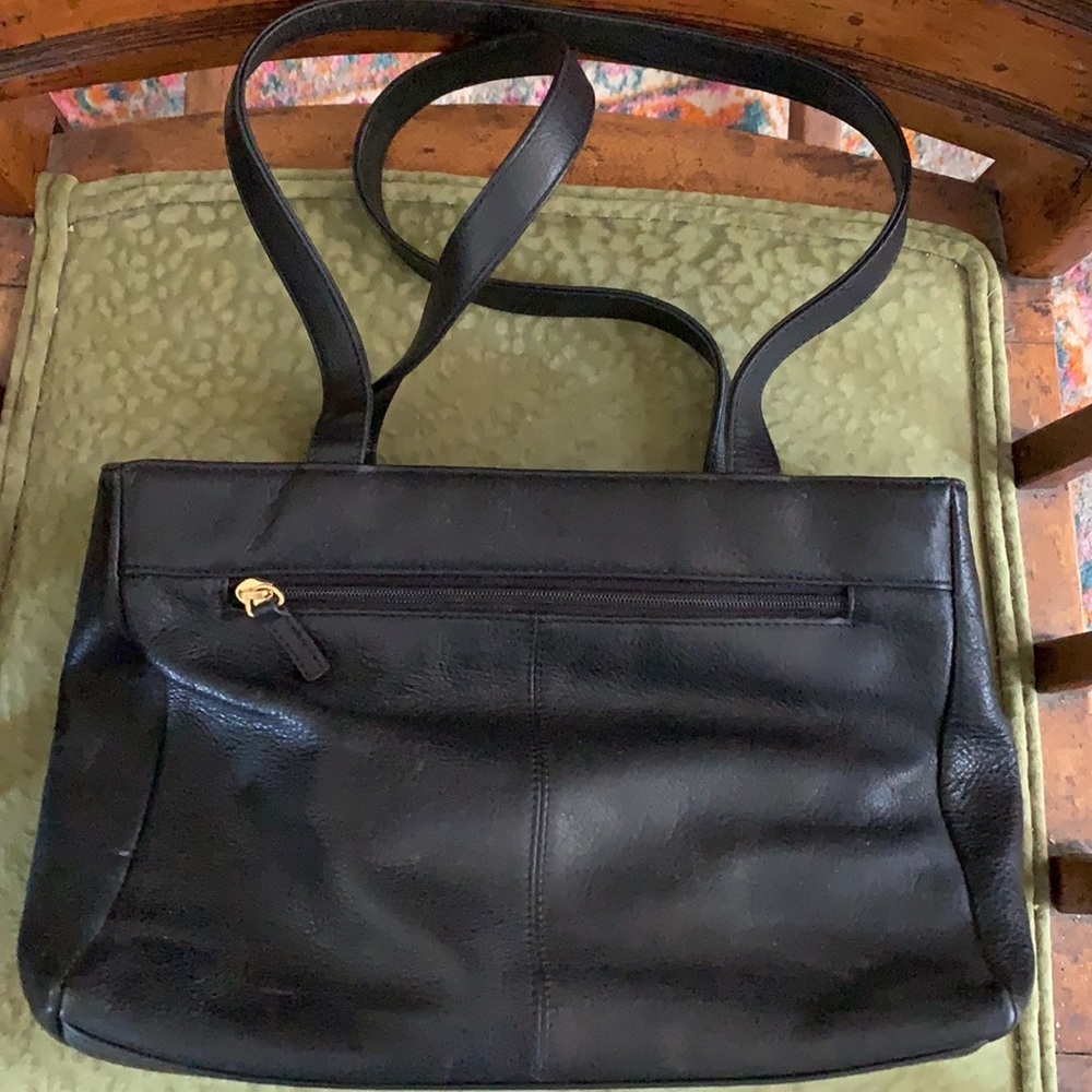 - Vintage 70s Stone Mountain black pebbled leather satchel - Picture 2 of 5